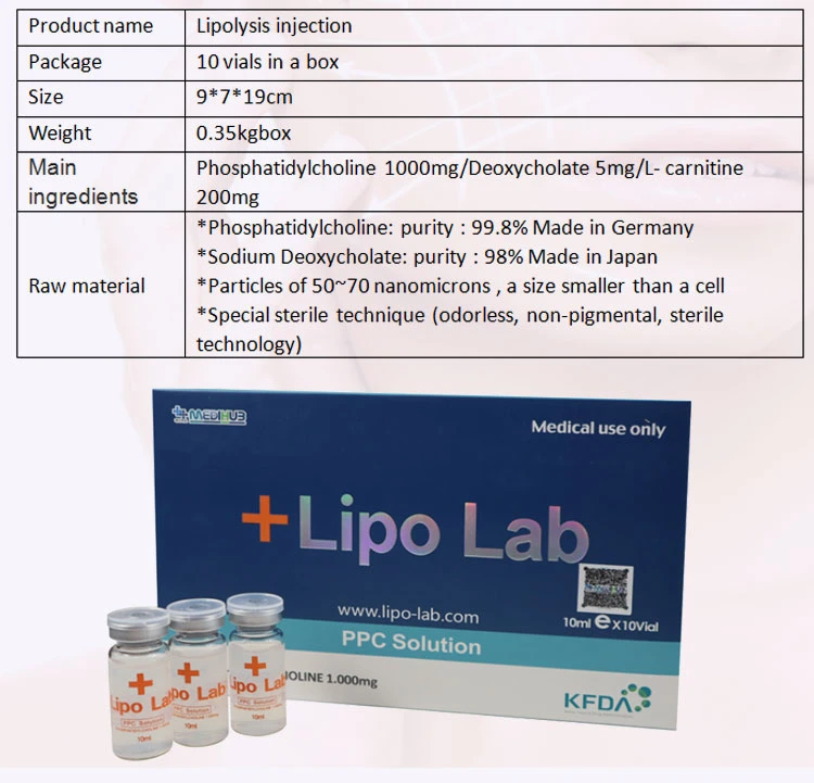 Korea Lipo Lab Slimming Solution Fat Dissolving Lipolysis Injection for Liquid Lipolab Melting Fat